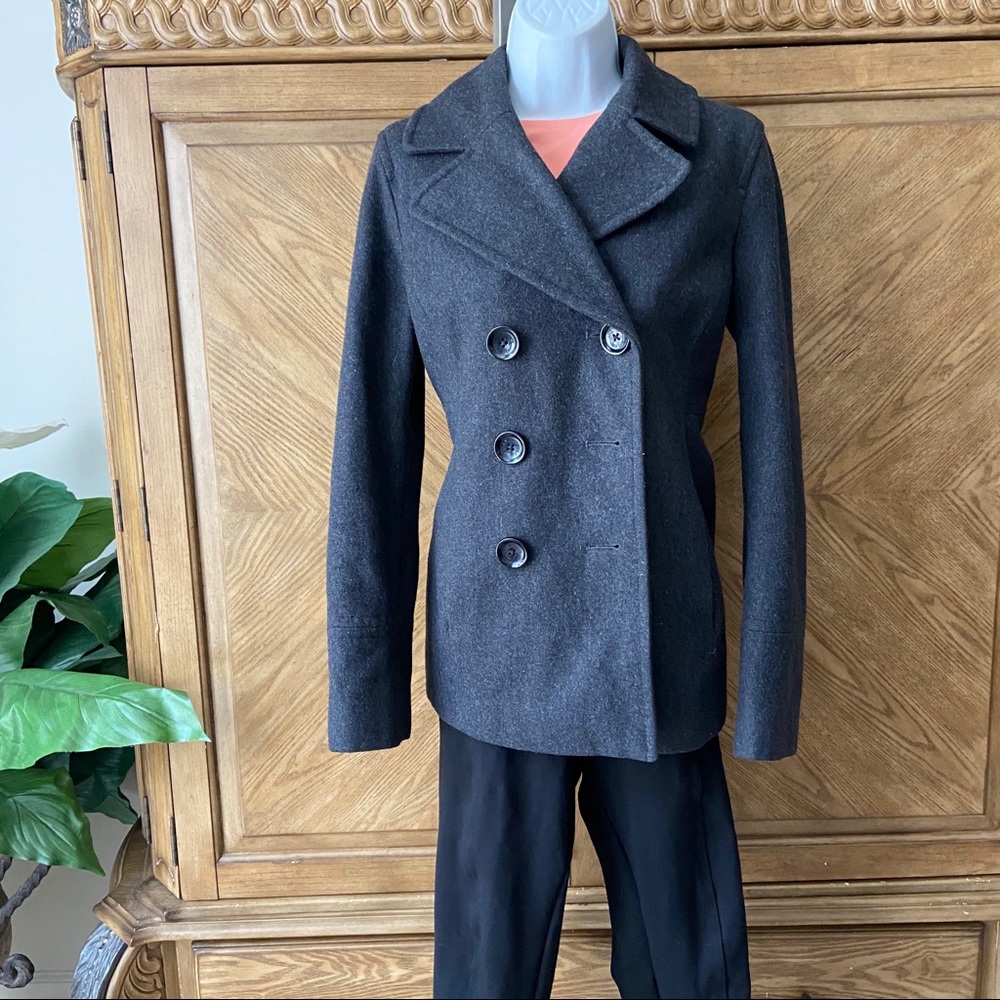 Michael Kors charcoal gray double breasted peacoat